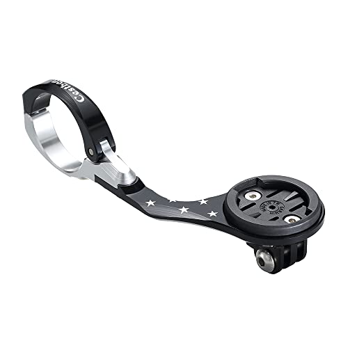 Cestbon Bike Out Front Combo Mount for Garmin Edge Wahoo Elemnt&Bolt,Mini Bryton Rider Stages Dash Handlebar Universal Computer Mount for Gopro, Bicycle Light(Black Sliver)