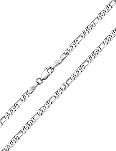 Waitsoul 925 Sterling Silver Figaro Chain Lobster Clasp 3.4Mm Diamond Cut Figaro Link Chain Necklace For Women Men 16-30 Inches(18) #TOP8