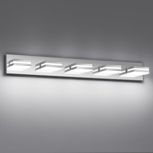 Image of Modern LED Stainless Steel Chrome Acrylic Bathroom Lights Fixtures 5-Light