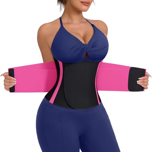 FeelinGirl Neoprene Waist Trainer Belt for Women Waist Cincher Trimmer Adjustable Hook Loop Faja Tummy Control Slimming