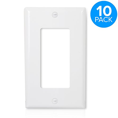 Maxxima 10 Pack 1 Gang Decorative Outlet Wall Plate - White, Standard Size Cover, Ideal For Light Switch, Single Outlet, Timers, Or Dimmers - 10 Pack #TOP1