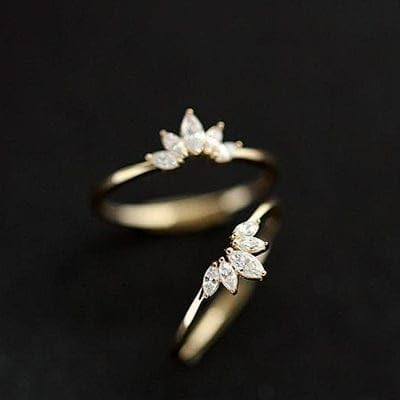 14K Solid Gold Marquise Cz Diamond Ring Marquise Crown Promise Ring Flower Petals Ring Tiny Engagement Ring Wedding Ring Tiara Ring4