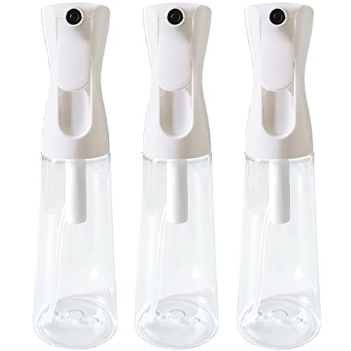 Dicodoum 3 Pack Spray Bottles, Continuous Fine Mist Water Mister 360 Pressurized Sprayer for Curly Natural Hair Hairstyling Salon Supplies Plants Cleaning Face Care Clear 300mL 10 Ounce