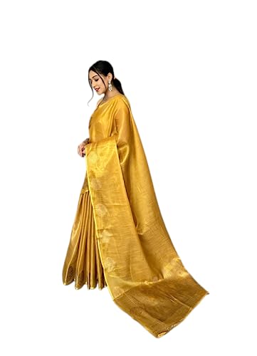 Image of Panzora Women's Tissue Silk Jacquard Weaving Saree With Unstitched Blouse Piece