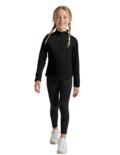 Girls Lightweight Sun Shirt Full Zip Long Sleeve Sun Protection Athletic Jackets with Pockets and Thumbholes3