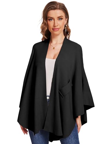 Women's Elegant Shawl Wraps Soft Open Front Poncho Sweater for Spring Fall Winter2