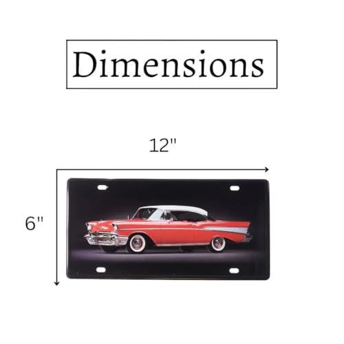Image of Decorative Retro Metal Signs Wall Plate - 12x8 Inch (Chevrolet Bel Air 1957) | Weatherproof Vintage Metal Sign Plate for Cafe, Home, Bar, Garage | Decorative Wall Hanging Sign Board