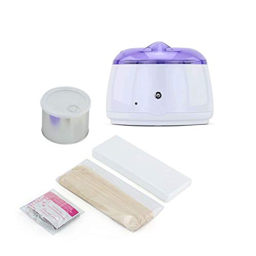 Exuby Wax Warmer Hair Removal Kit - Includes: 1 LB Hard Honey Wax Can, 50 Wax Strips, 10 Wax Remover Wipes, 10 Wax Sticks - Automatic Temperature Control(ATC) - Hard Wax Is Better Than Wax Beans