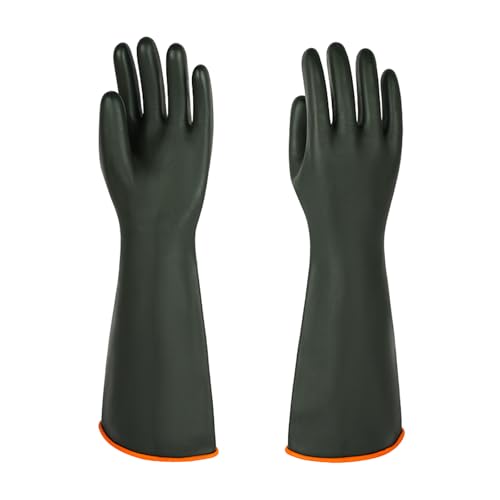 North Tower Heavy-Duty Latex Chemical Resistant Gloves - Reusable Long Rubber Dishwashing Gloves with Forearm Protection for Men - Waterproof, Industrial Safety Gear,18“?1 Pair