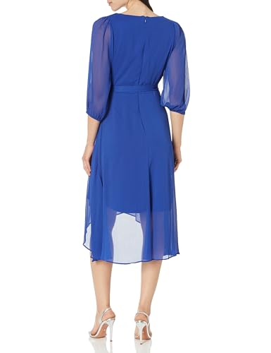 Image of DKNY Women's Half Balloon Sleeve Faux Wrap Midi Dress