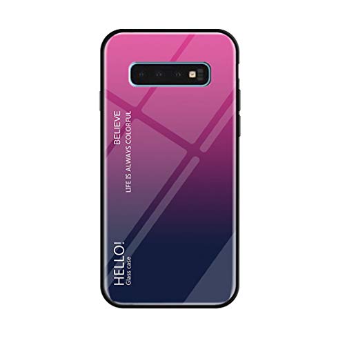 JIANGfu Case Cover compatible with Samsung Galaxy S10, Slim Explosion proofGlass Back Soft Side Phone Case Cover compatible with Samsung Galaxy S10 Phone Case (Hot Pink)
