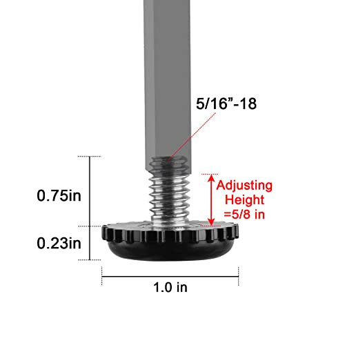 Stainless Steel Screw Furniture Leveling Feet 5/16-18 Screw in Threaded Furniture Levelers Adjustable Table Chair Levelers Feet Glides for Chairs Tables Cabinet Patio Furniture- 8 Pack