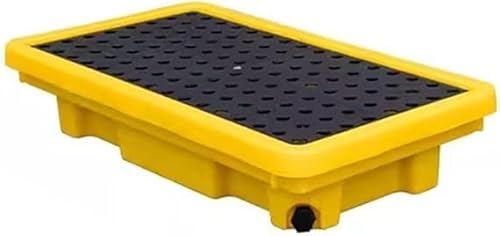 Spill Containment Platform Outlet Modular Oil Drum Capacity Pallet with Drain Industrial Safety Stackable Grating Tray for Factory Garage Kitchen(66x36x12cm)