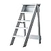 ZHZ-DT Blanc Tabourets Echelle à 5 marches Bois Marchepied Ascension des échelles Pliant Escabeau Légère et Pliable pour Adulte Maison Bureau Bibliothèque Securité Antidérapant, Max.150 kg