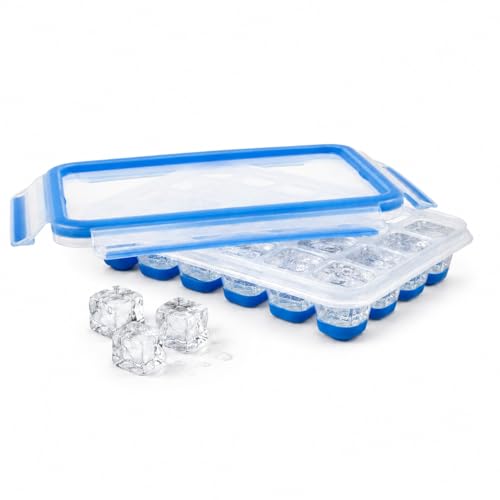EMSA Clip & Close Frischhaltedose Eiswürfelform 22 6 x 16 5 x 4 9 cm flexibler Boden Aufbewahrungsbox 100 Prozent dicht spülmaschinen- gefrier- mikrowellenfest Blau Made in Germany 514549