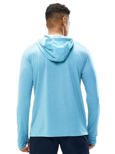 MIER Men’s UPF 50+ Sun Protection Hoodie Long Sleeve SPF Fishing Hiking Running Thumbhole Shirts Hooded Quick Dry Lightweight