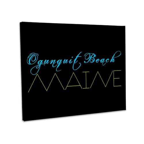 3dRose, American Beaches - Ogunquit Beach, Maine blue and yellow, Museum Grade Canvas Wrap 20x16