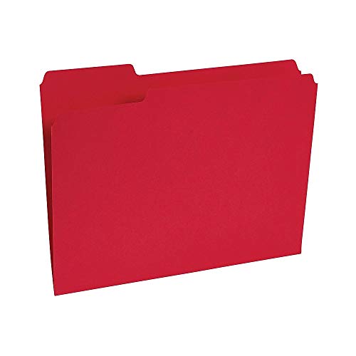 TRU RED 224519 Colored File Folders 1/3-Cut Tab Letter Size Red 100/Box (224519)