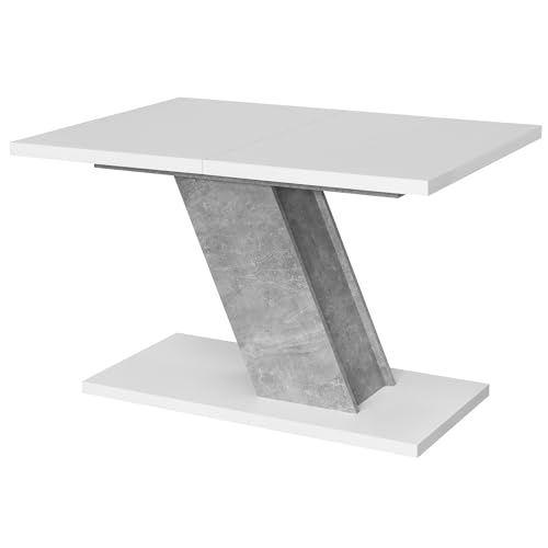 Table à manger extensible blanche et béton pour vos repas de famille Kross - 5