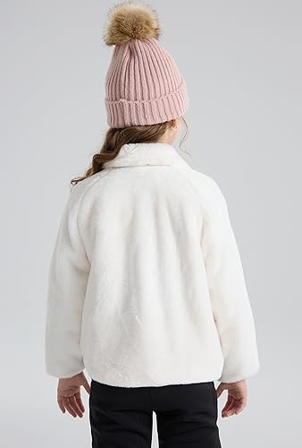 Image of SOLOCOTE Toddler Girls Faux Fur Cloak Jacket Little Kids Fuzzy Fleece Lightweight Hooded Cute Fall Winter Coat