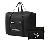 折りたたみ ボストンバッグ 収納ポーチ付 大容量 機内持込サイズ スーツケース固定可 キャリーオンバッグ (ALLブラック)