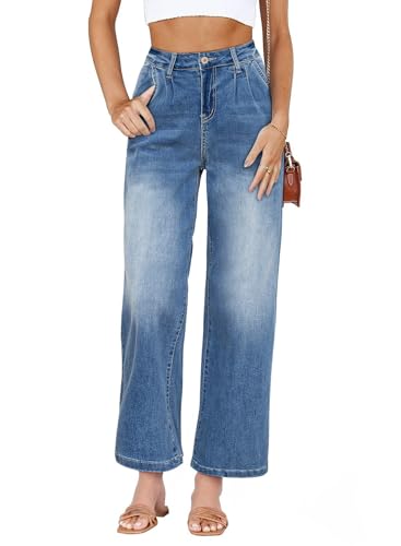 Astylish Women 2025 Wide Leg Jeans Cropped Jeans Stretchy High Waisted Baggy Loose Boyfriend Vintage Denim Pants