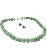 Regalia by Ulti Ramos 14K Yellow Gold Genuine 8mm Jade Necklace with 8mm Stud Earrings Set (20", ...