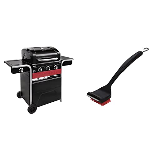 Char-Broil Gas2Coal® Barbacoa Híbrida de Gas y Carbón de Tres Quemadores, Negro + 140 533: Cepillo de Limpieza y Rascador 2 en 1 'Cool-Clean'