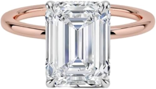 1-4 CT Emerald Cut 10K/14K/18K Solid Gold Moissanite Anniversary Ring Solitaire Hidden Halo Engagement Ring for Women Birthday for Anniversary Rings Promise Ring4