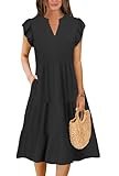 Summer Dresses for Women 2025 Elegant Classy Denim Dress Linen Business Casual Airy Skirt Plus Size T Shirt Midi Beach Clothes Boho Maxi Sundresses Fall Fashion Must Haves Black Medium