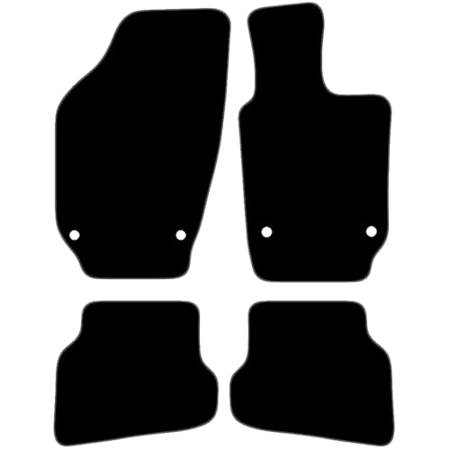 Carsio Carpet Car Mats For Volkswagen Polo 6R 2009 2016 4 Piece Set with 2 Clips Tailored Fit Floor Mat Complete Accessory Black Custom Fitted - All Weather, Anti-Slip Backing & Grey Trim