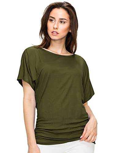 Mbj Wt817 Womens Dolman Drape Top With Side Shirring Xxxxxl Olive #TOP1