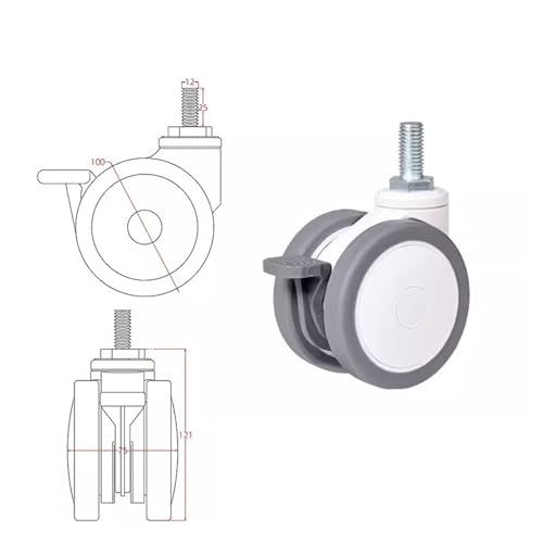 5 Pieces/Batch casters 4 inches for Equipment Silent casters Swivel Wheels/Laser Beauty Instrument Wheels/Screws with Brake Wheels(M12 X 25 Brake)