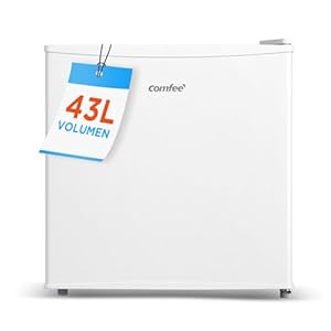 Comfee RCD50WH2(E) Mini Kühlschrank / 43L Kühlbox mit Eisfach/Kühlschrank Klein für Zimmer & Büro/Schnelle Kühlung in der Chiller Box/Temperaturregelung/Vers... Füße / 80 kWh/Jahr/Weiß