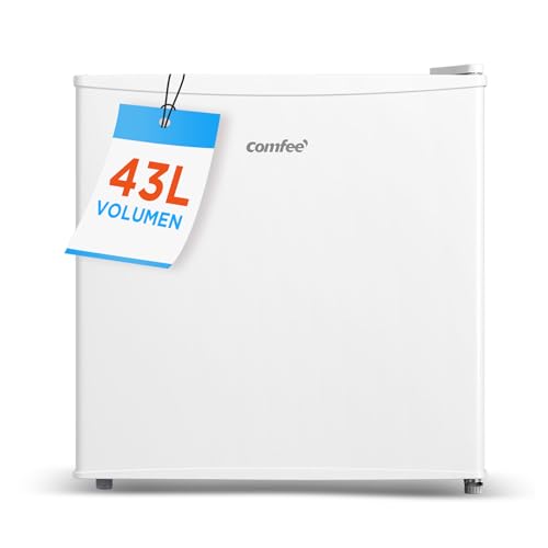 Comfee RCD50WH2(E) Mini Kühlschrank / 43L Kühlbox mit Eisfach/Kühlschrank Klein für Zimmer & Büro/Schnelle Kühlung in der Chiller Box/Temperaturregelung/Verstellbare Füße / 80 kWh/Jahr/Weiß