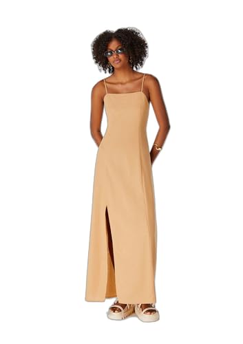 Vestido Longo Com Fenda E Amarração Costas - Bege XG