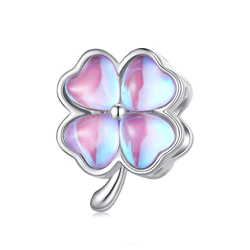 Voroco Four-Leaf Clover Charm For Bracelet 925 Sterling Silver Clover Bead Charm Christmas Birthday Gifts Fit Women & Girls #TOP12