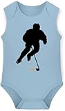 Sport & Bewegung Baby - Eishockey Spieler - 74-80 (12 Monate) - Babyblau - Eishockey Baby - X948 - Babybody ohne Ärmel für Jungen und Mädchen