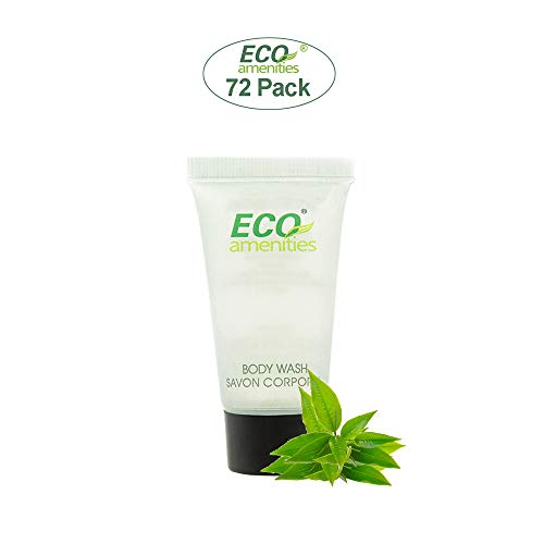 Eco Amenities Travel Size Body Wash – 72 Pack, 0.75 Oz Small Tubes With Twist Cap, Green Tea Scent, Bulk Case Of Individually Packaged Hotel Size Toiletries, Mini Body Wash For Guests Of Airbnbs, Bnbs, Vrbo, Inns And Hotels #TOP1