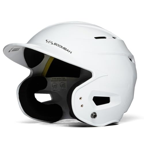 Boombah DEFCON Gloss Solid Batting Helmet Sleek Profile NOSCAE White - Size Senior 7