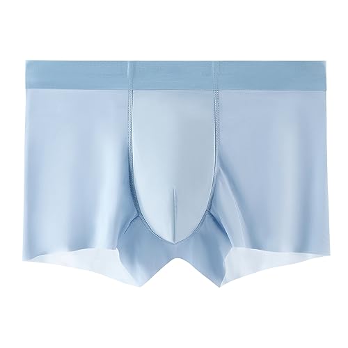 Mens Boxers Shorts Ice Silk, Men Panties Seamless Underwear Mesh Boxer Panties Male Ultra-thin Breathable Briefs Blue4