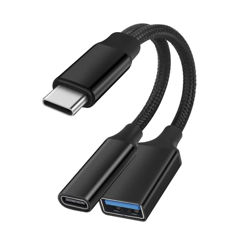 GELRHONR 2-in-1 USB-C OTG-Ladeadapter mit Typ-C-Splitter für Telefone, Laptops, Tablets, Ventilatorâ€¦ – Miniatur