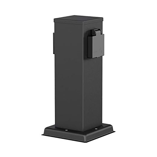 ledscom.de Portalámpara de jardín Polly para Exterior, IP44, 2 vías, Acero Inoxidable, Negro, Angular, 27 cm