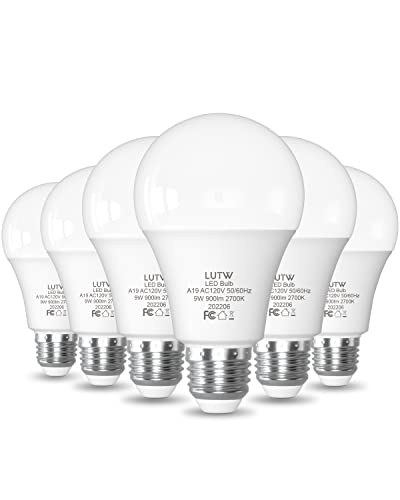 Image of A19 E26 LED Bulbs, 60W Eqv, 9W, 2700K, Non-Dimmable, 6 Pack | 900 Lumen, Warm White Light, Ideal for Bedroom, Living Room Lighting