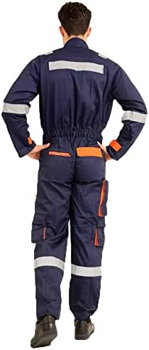 American Safety Men's European Style Coveralls Work Utility Coveralls Navy/Dark Blue