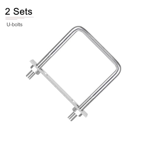 Image of DTGN M10x90x110mm(ThreadxWxL) Square U Bolt - 2Pack - Good for Trailer Pipe Replacement Parts - 304 Stainless Steel U Shape Bolts