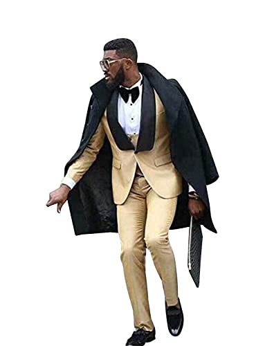 Costume trois pièces pour hommes avec gilet croisé et revers cranté