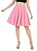 Urban CoCo Women's Basic Midi Skirt Versatile Stretchy Flared Casual High Waisted Skirt(Small, Pink-Long)
