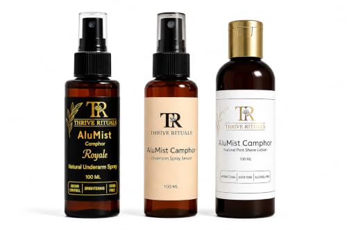 Image of AluMist Family Value Pack | Royale Camphor Natural Underarm Spray + Camphor Underarm Spray Serum + Camphor Post Shave Lotion | Complete Personal Care Combo | 100ml Each | Pack of 3