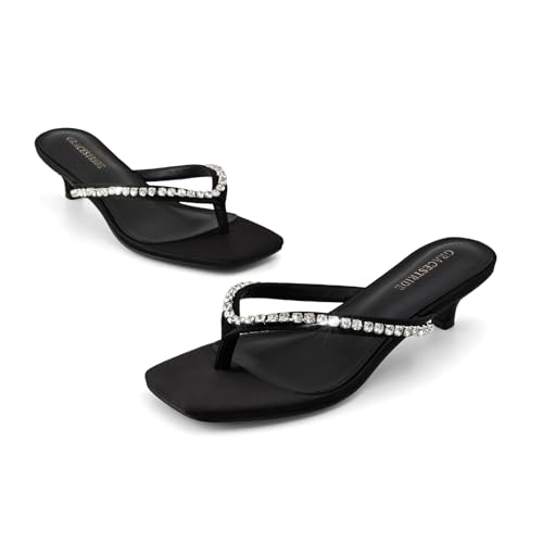 Image of Women's Flip-Flops Kitten Heels Thong Sandals For Women Square Toe Slip On Fashion Summer Dress Sandals